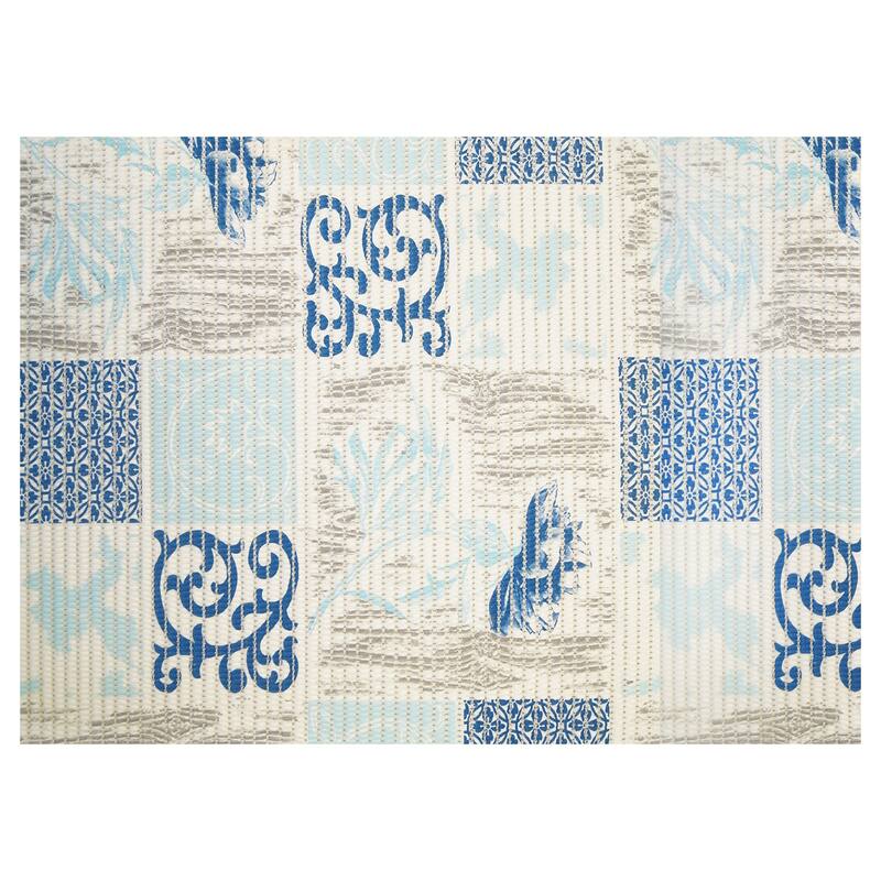 Dundee Deco Floral Bathroom Mat 35" x 26" Light Blue Waterproof NonSlip Quick Dry Rug Bed